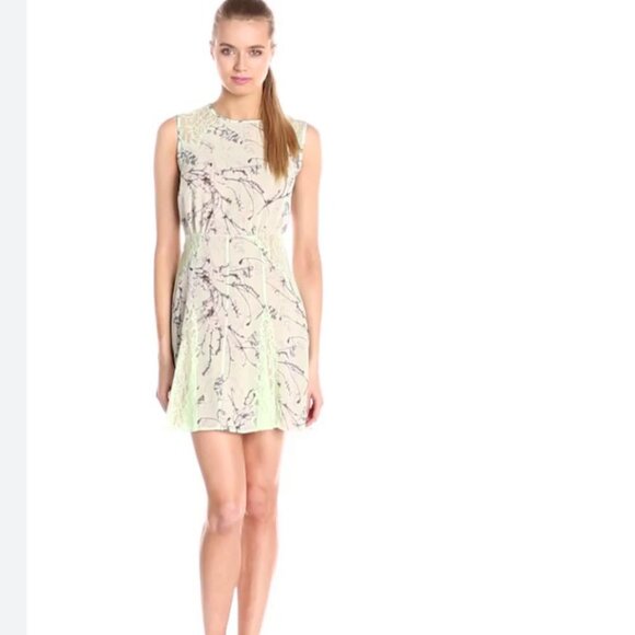 BCBGMaxazria  Gwyneth Floral Dress‎ Nature light Mint Lace - Picture 1 of 9